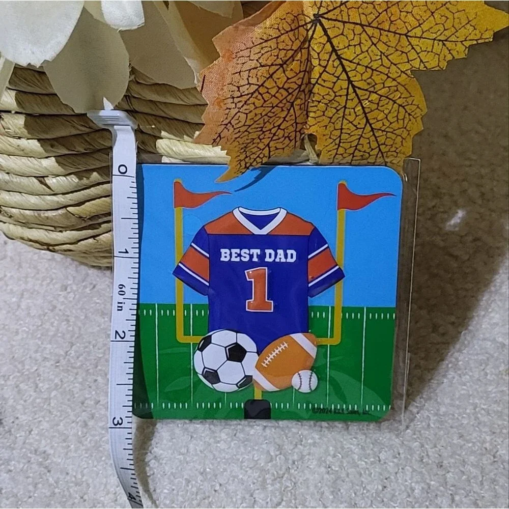 Best Dad Sports Theme 3pc Stationery Set (Sticky Notes, Pen, & Magnet) Brand New